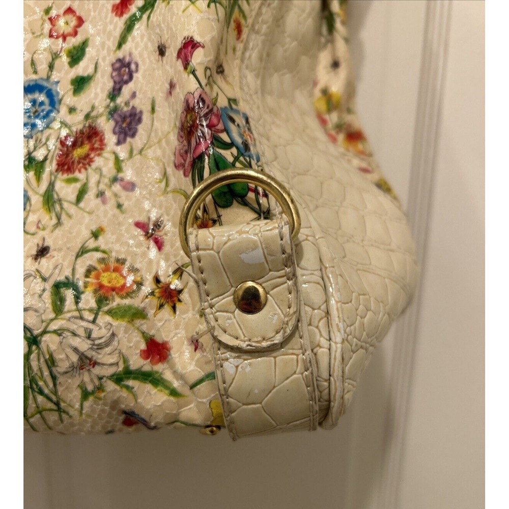 Nicole Lee Large Tote Bag/Purse Cream w Floral Design - Picture 3 of 16